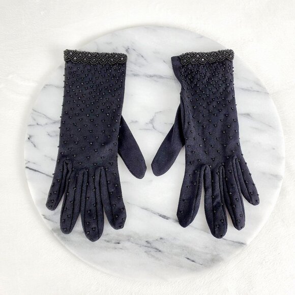 Vintage by Style Rite Black‎ Beaded Gloves - Picture 1 of 10